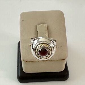 💯 Authentic David Wysor Vintage Garnet & 18k gold & Sterling Silver Ring…